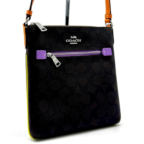 Coach Mini Rowan File Bag - SV/Brown/Iris Multi - Picture 4 of 11